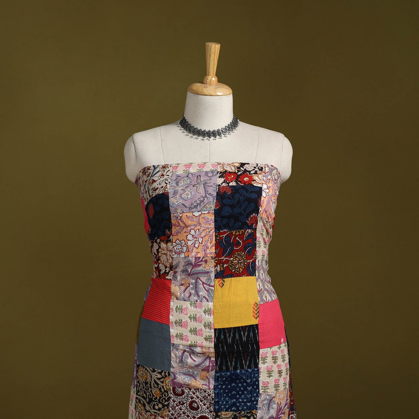 Hand-stitched mosaic cotton unstitched kurta material