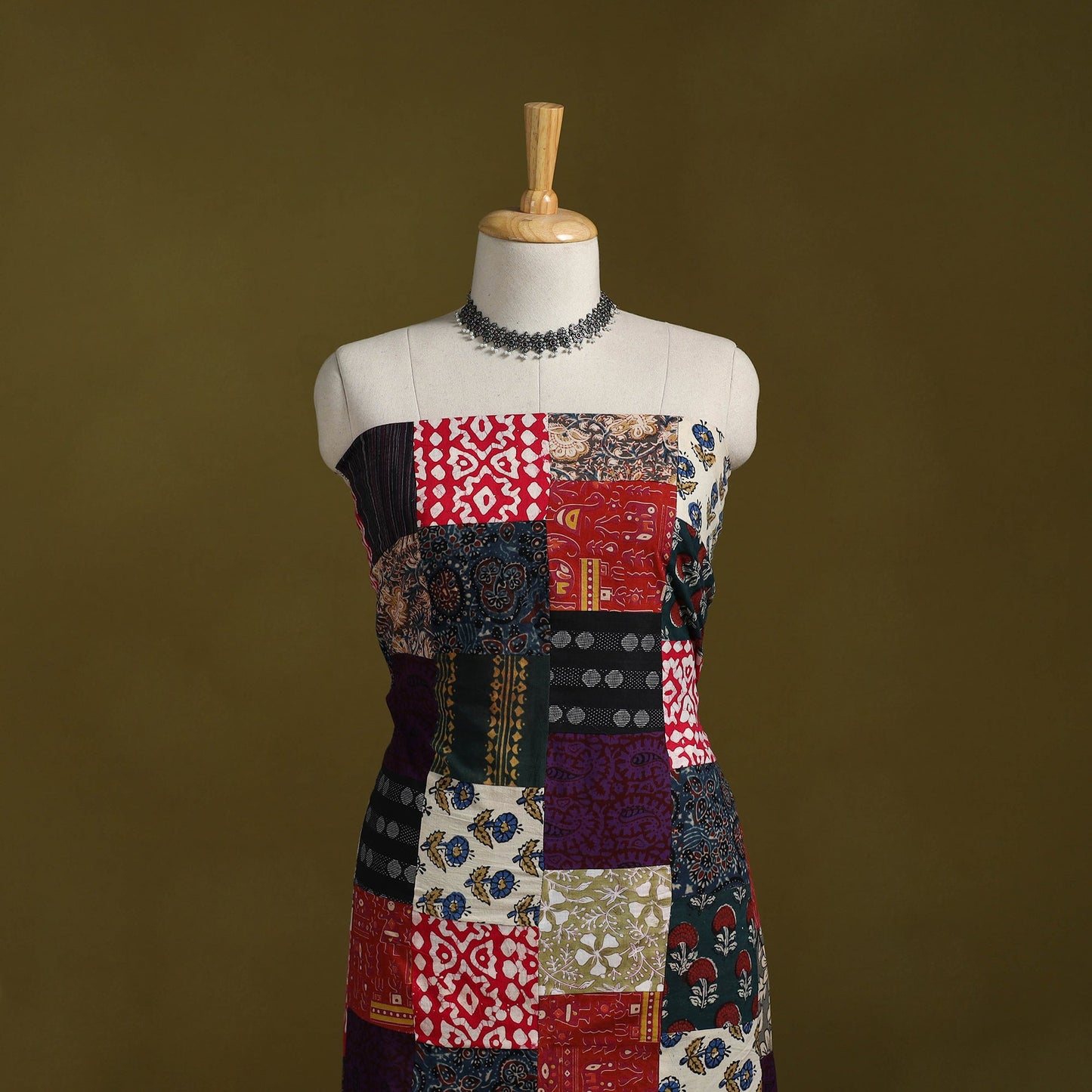 Hand-stitched mosaic cotton unstitched kurta material