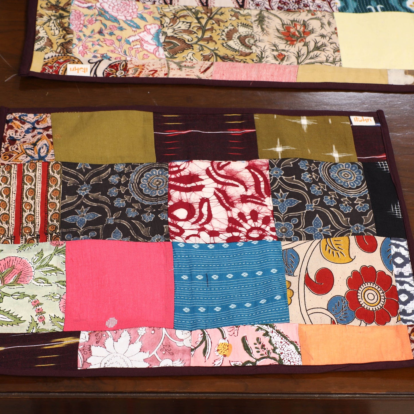 Multicolor - handcrafted cotton fusion table runner set