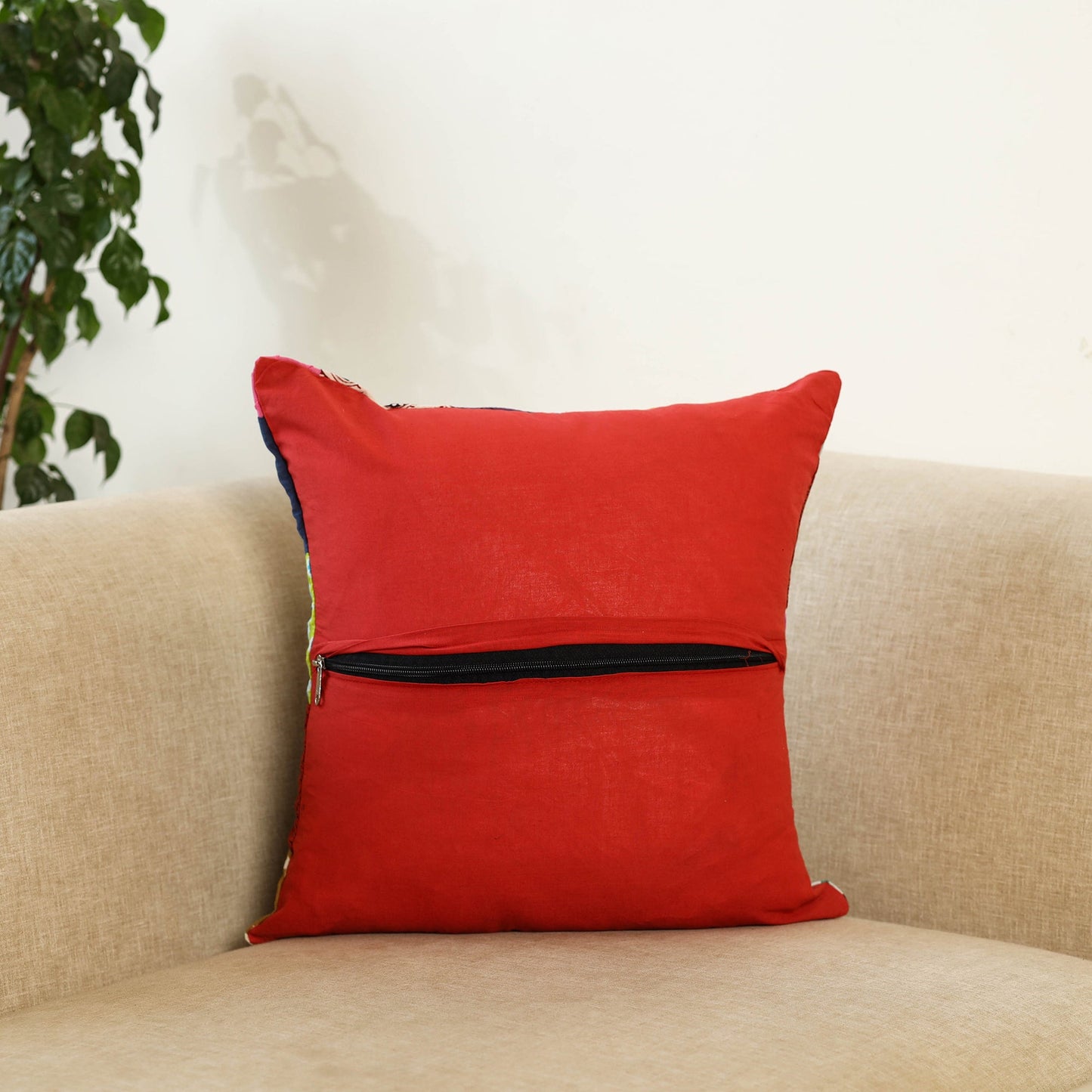 Multicolor Handcrafted Cotton Patchwork Cushion Cover