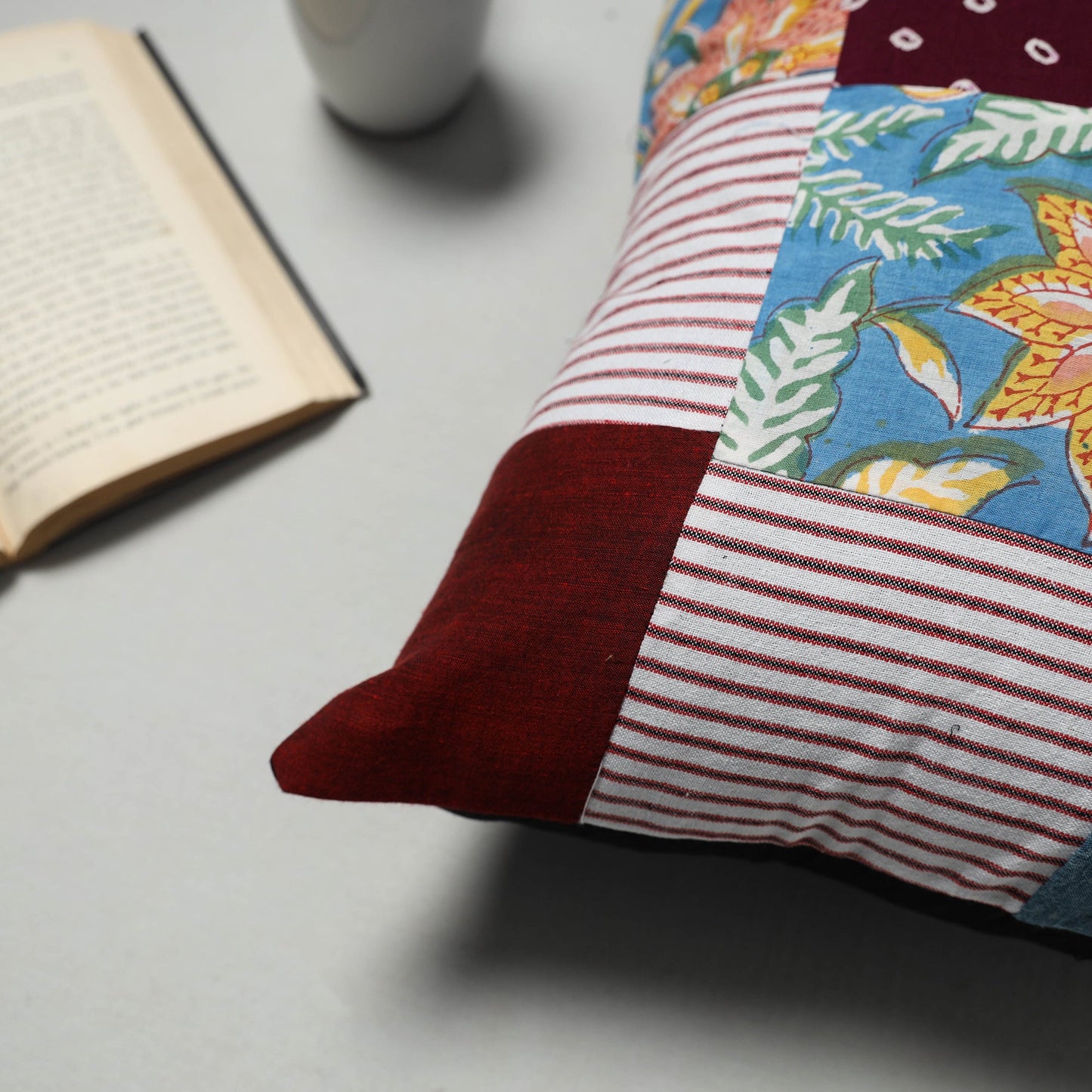 Multicolor Handcrafted Cotton Patchwork Cushion Cover