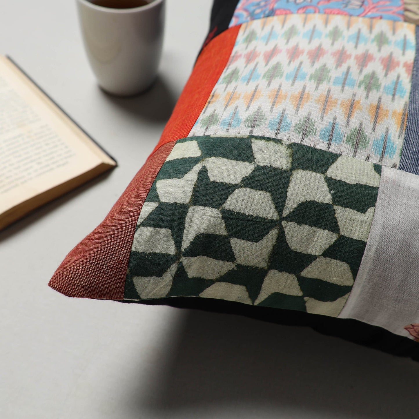 Multicolor - handcrafted cotton patchwork cushion cover (16