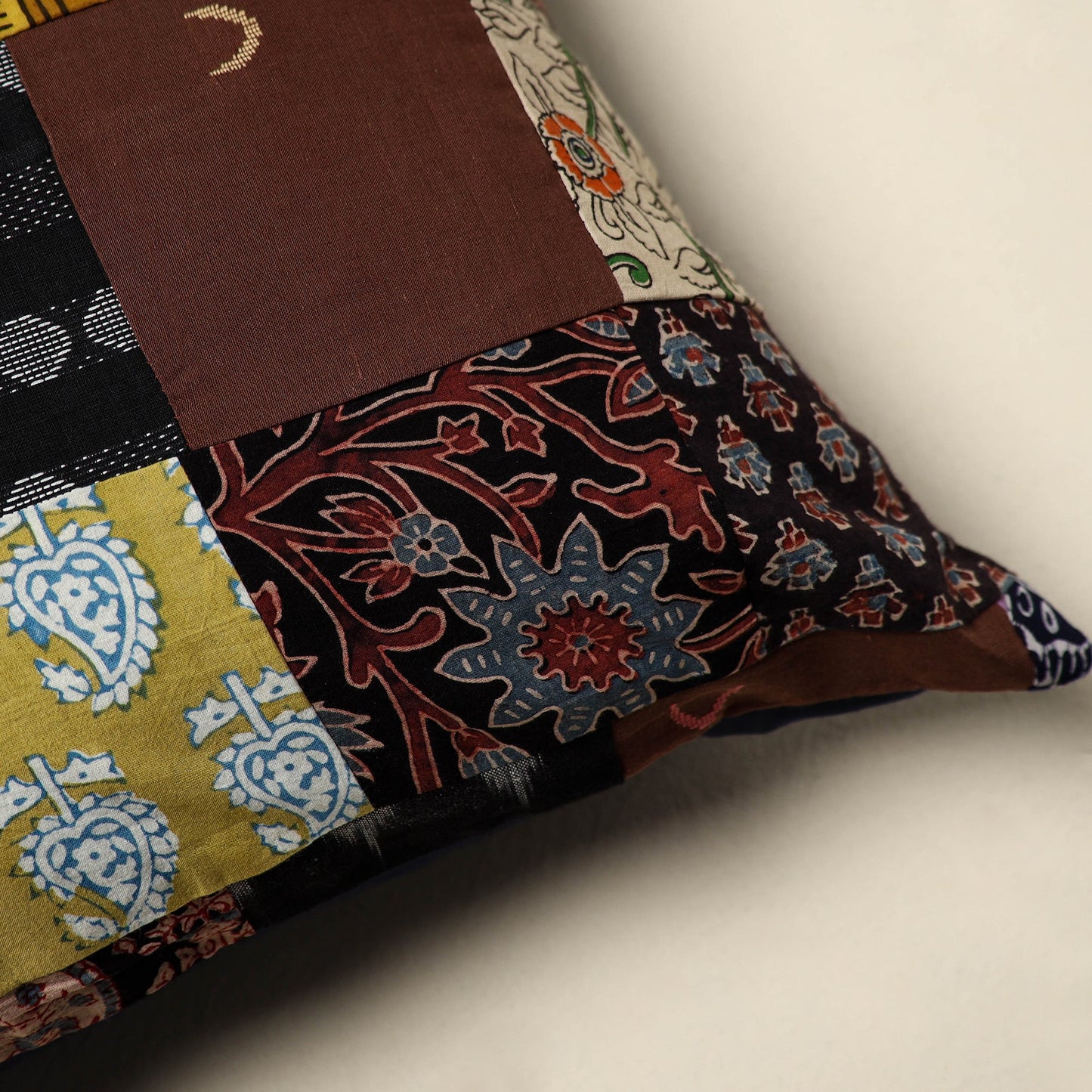 Multicolor Handcrafted Cotton Patchwork Cushion Cover