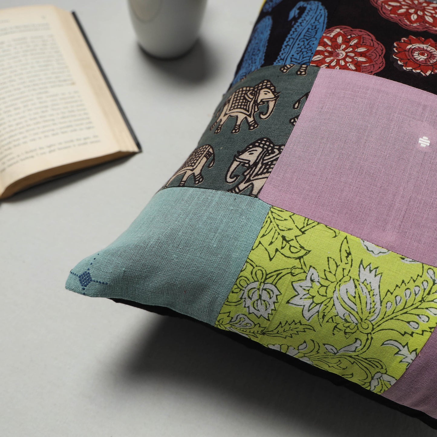 Multicolor - handcrafted cotton patchwork cushion cover 24