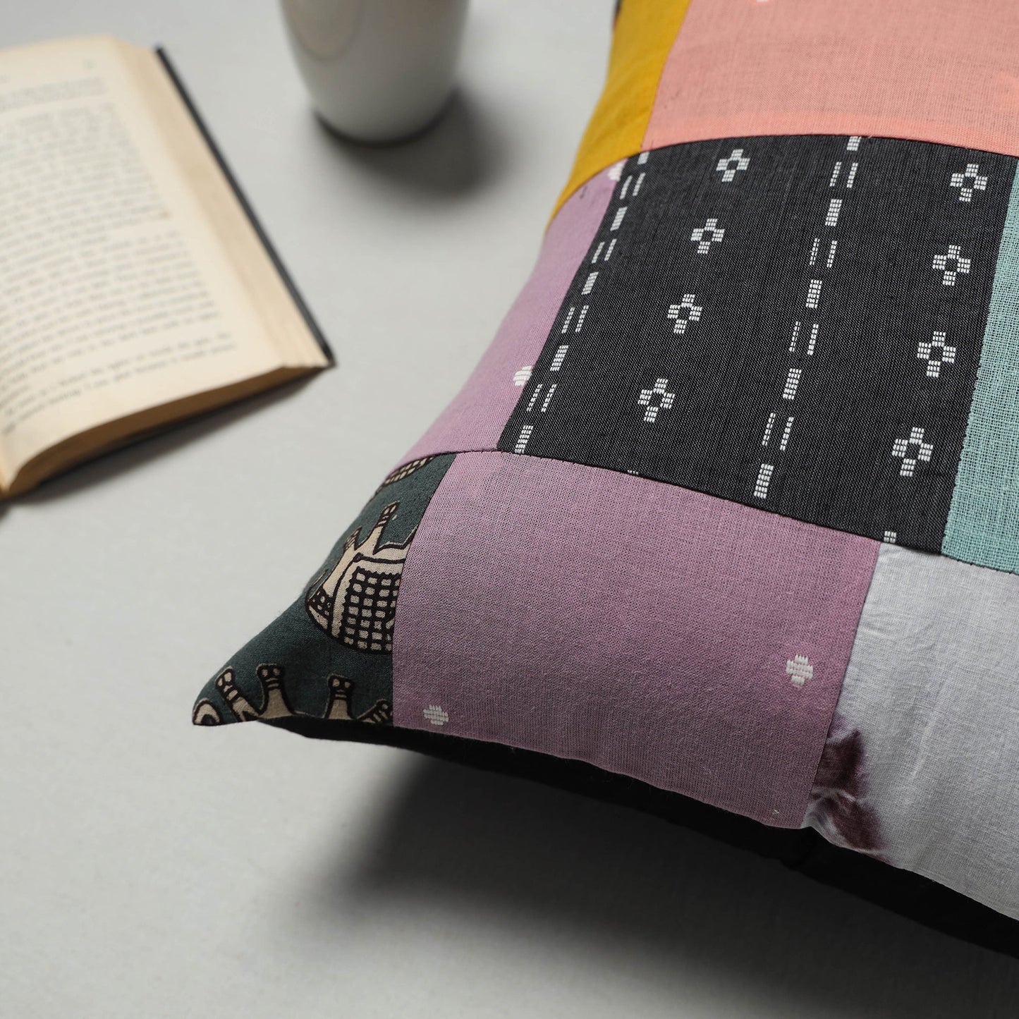 Multicolor Handcrafted Cotton Patchwork Cushion Cover