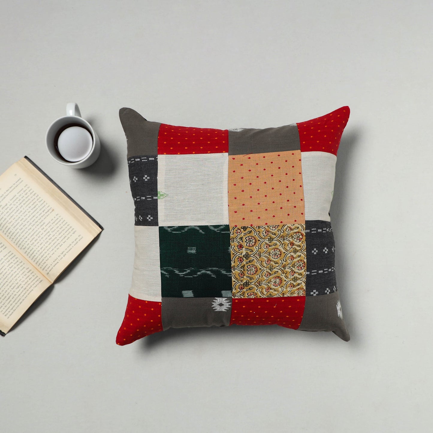 Multicolor Handcrafted Cotton Patchwork Cushion Cover