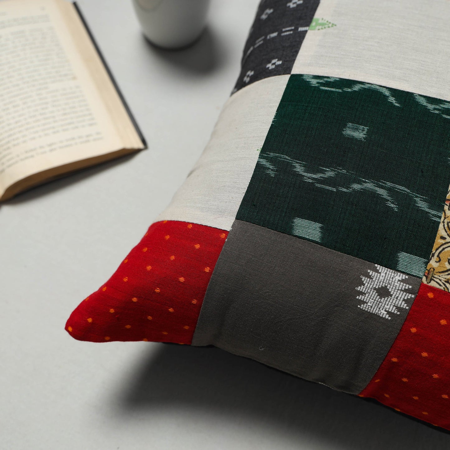 Multicolor Handcrafted Cotton Patchwork Cushion Cover