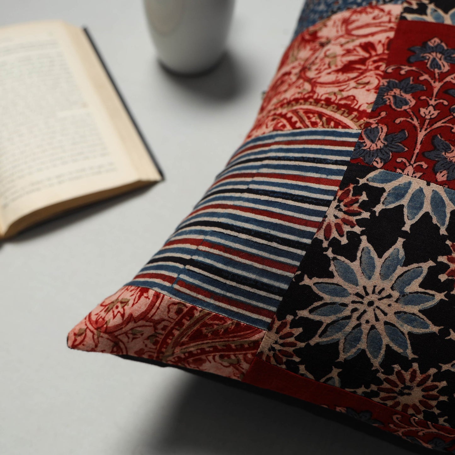 Multicolor - handcrafted cotton patchwork cushion cover 34