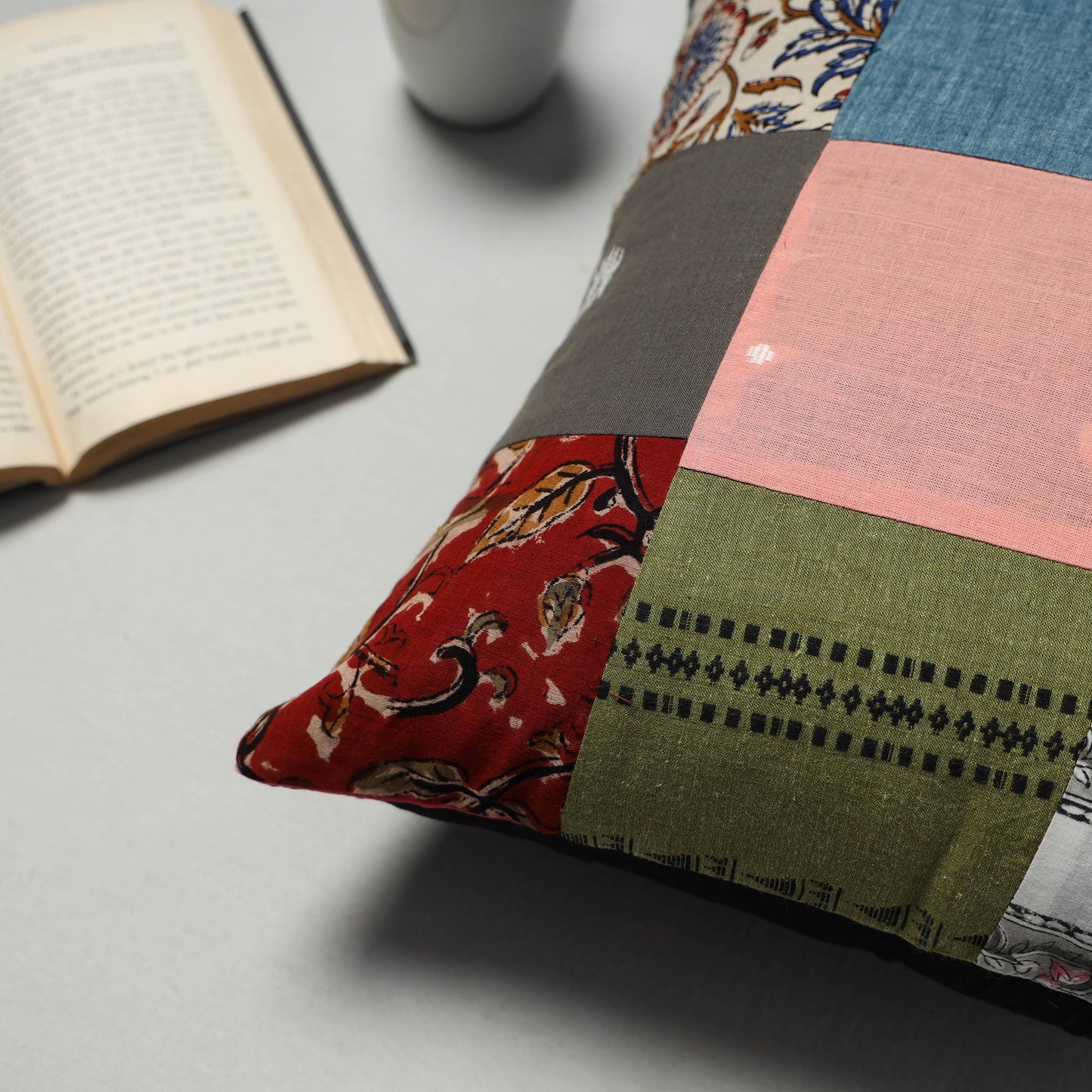 Multicolor - handcrafted cotton patchwork cushion cover 38