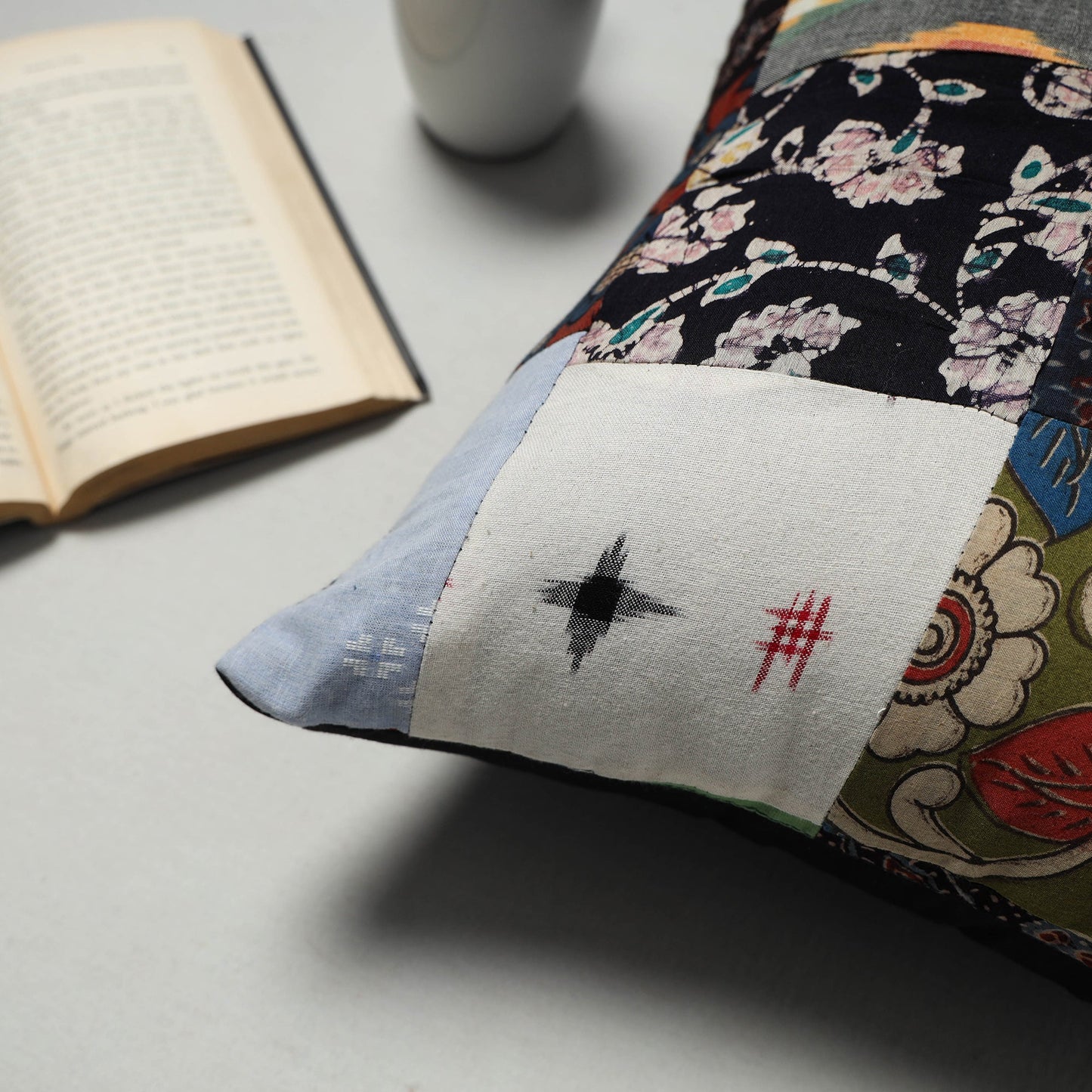 Multicolor Handcrafted Cotton Patchwork Cushion Cover