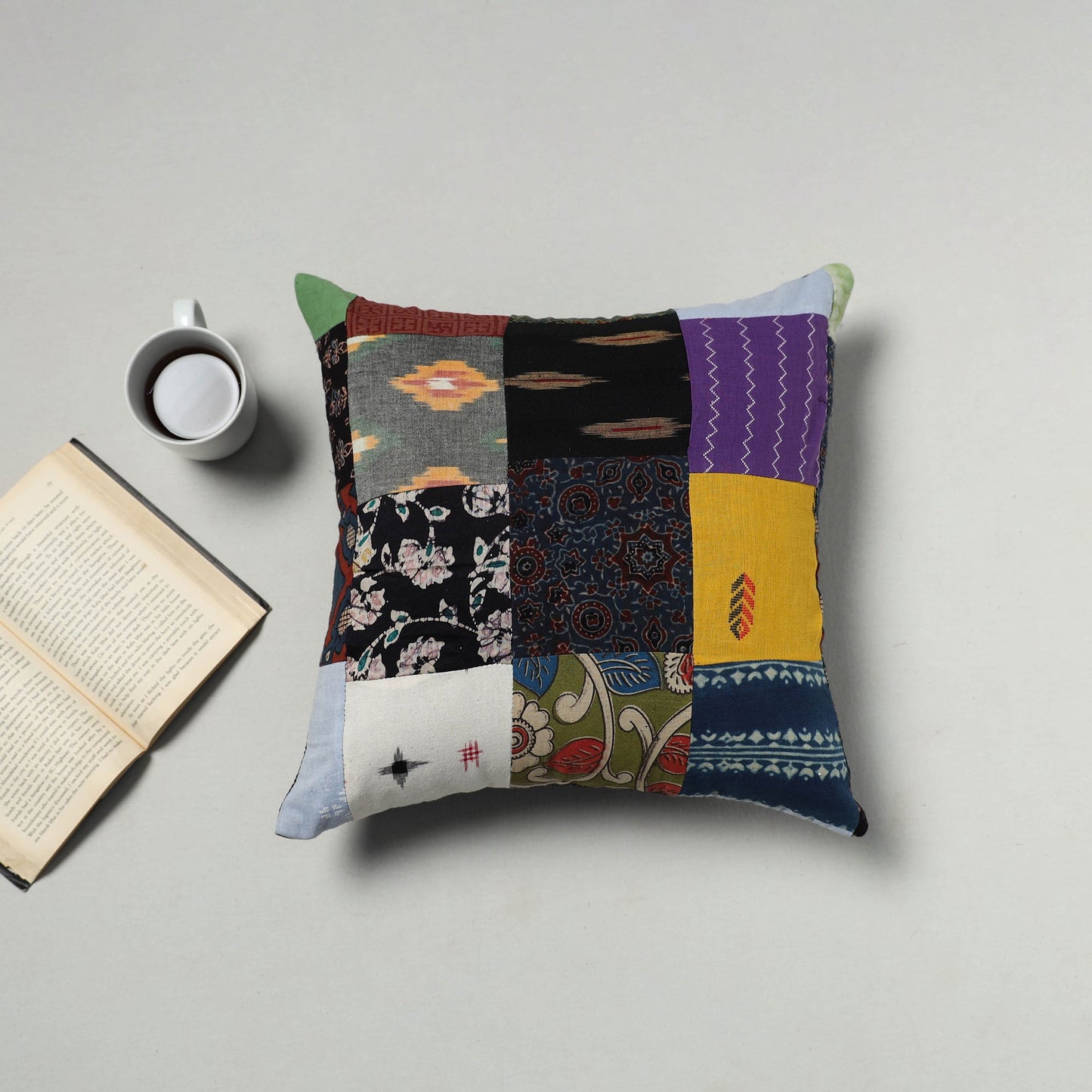 Multicolor Handcrafted Cotton Patchwork Cushion Cover
