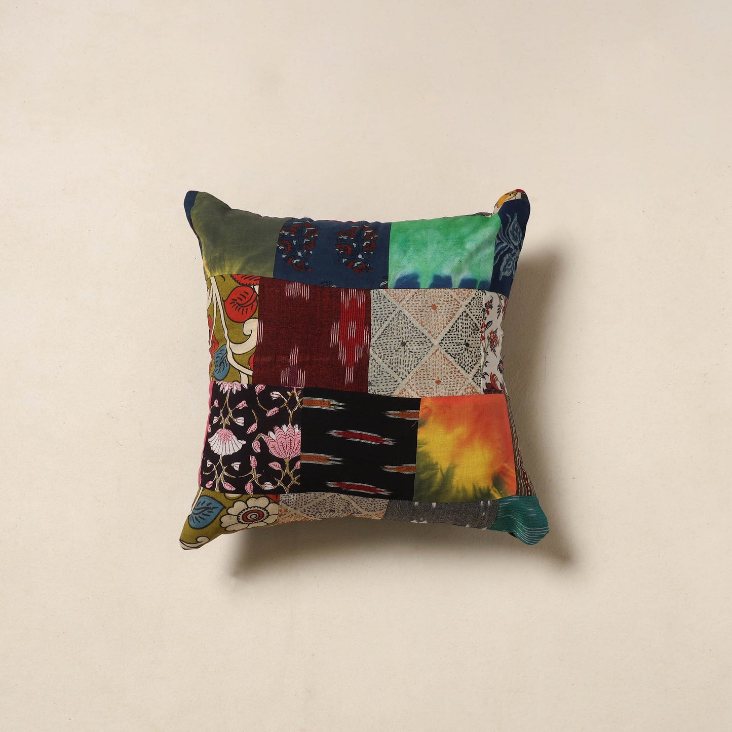 Multicolor - handcrafted cotton patchwork cushion cover 55
