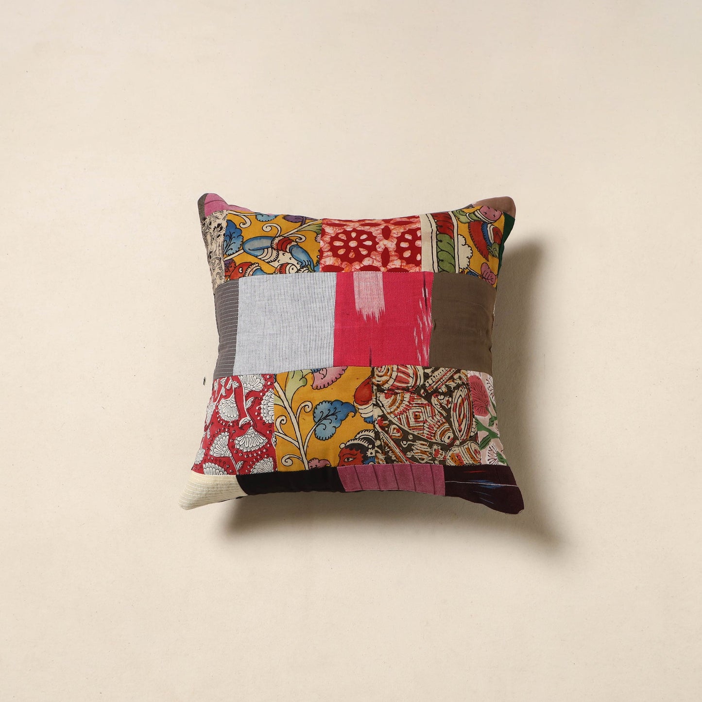Multicolor - handcrafted cotton patchwork cushion cover 60