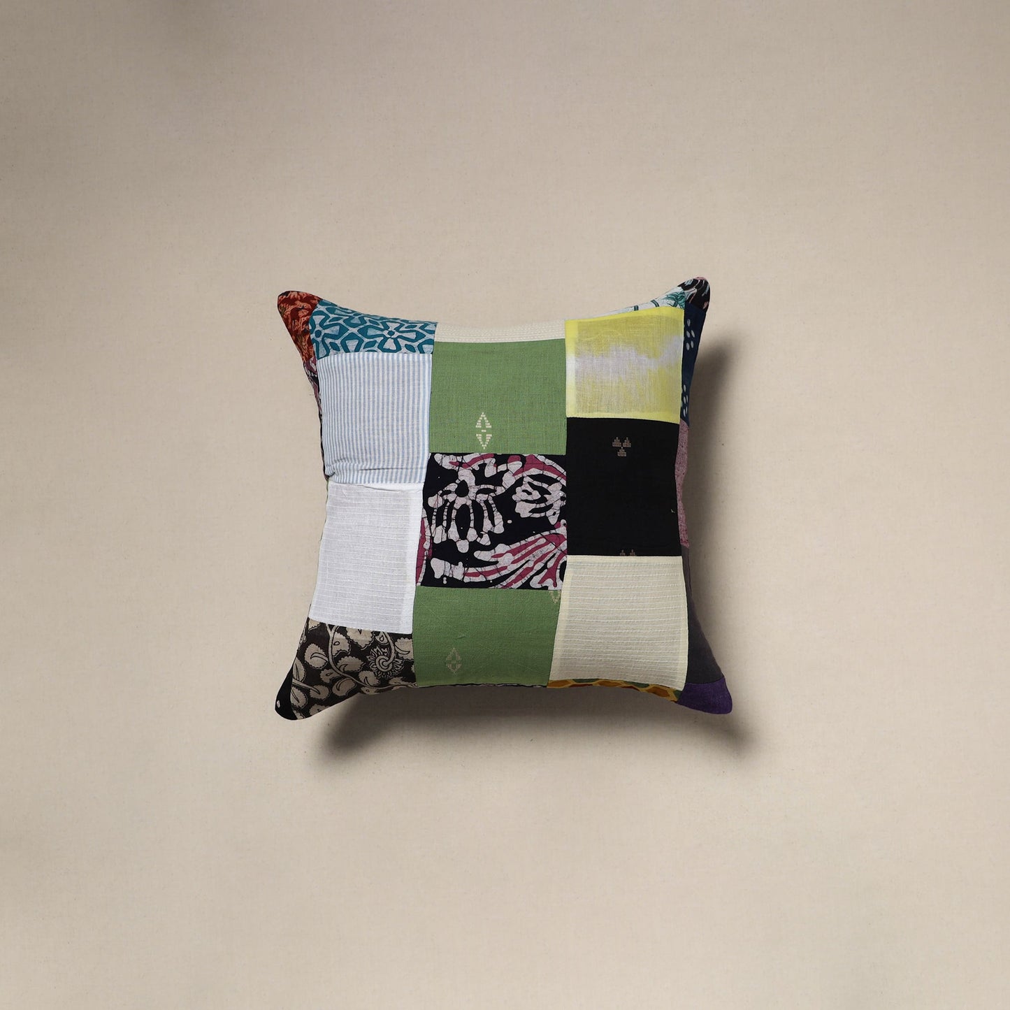 Multicolor - handcrafted cotton patchwork cushion cover 72