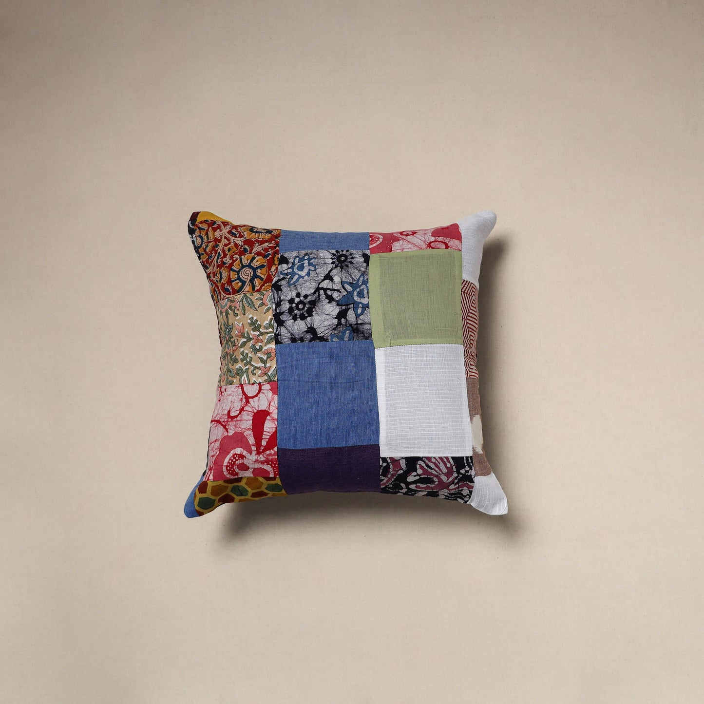 Multicolor - handcrafted cotton patchwork cushion cover 73