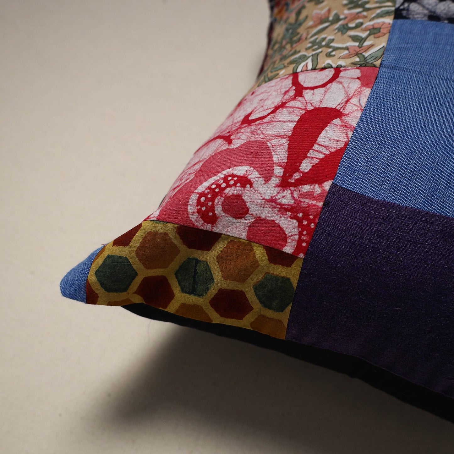 Multicolor - handcrafted cotton patchwork cushion cover 73