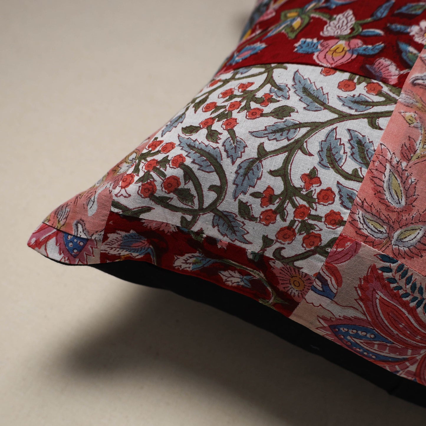 Multicolor - handcrafted cotton patchwork cushion cover 82