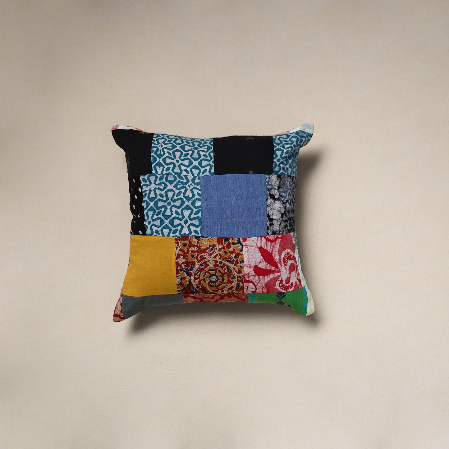 Multicolor - handcrafted cotton patchwork cushion cover 83