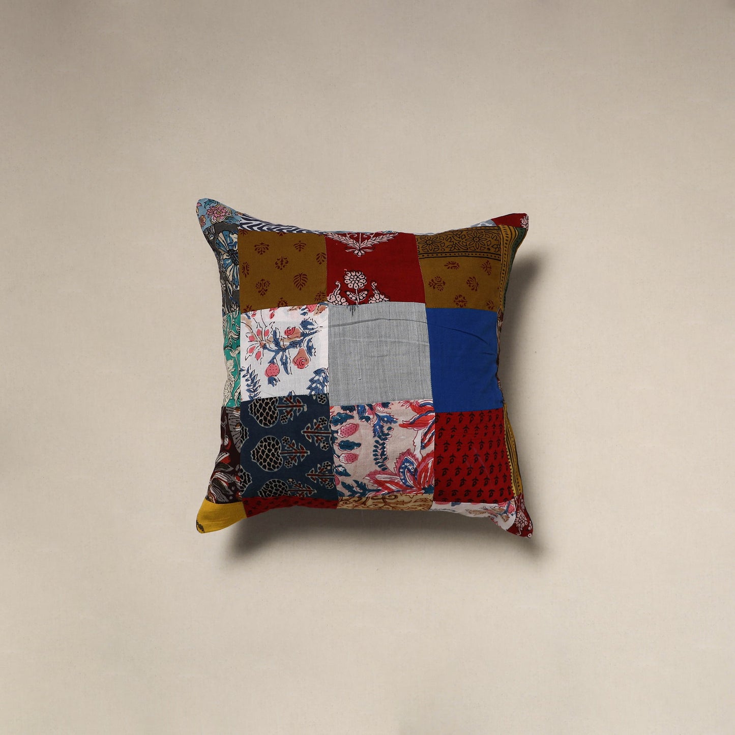 Multicolor - handcrafted cotton patchwork cushion cover 94