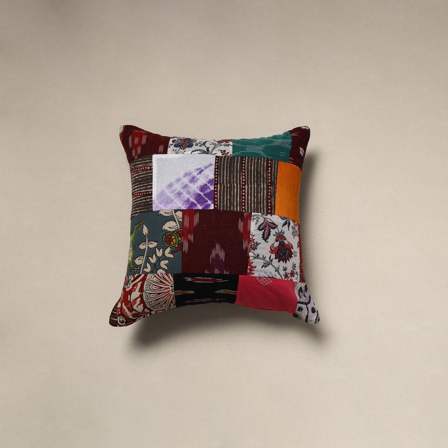 Multicolor - handcrafted cotton patchwork cushion cover 95
