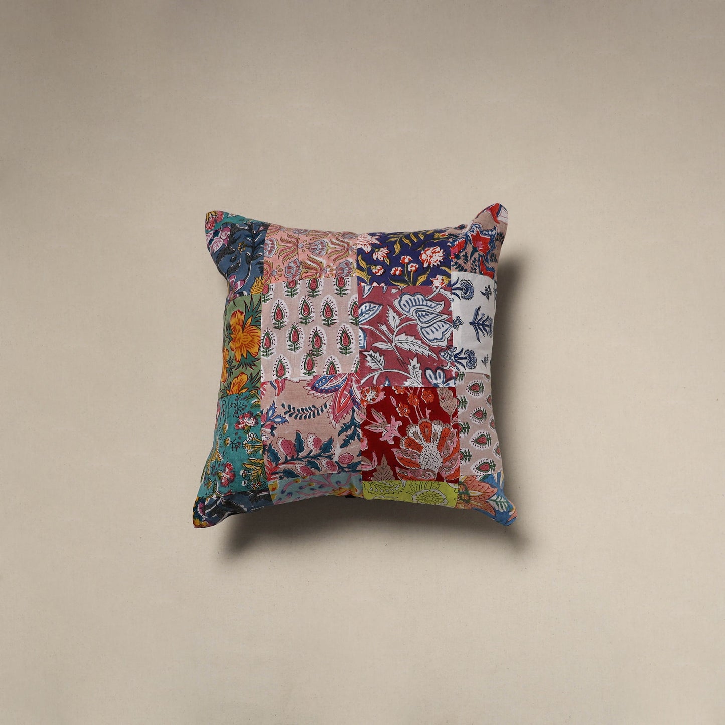 Multicolor - handcrafted cotton patchwork cushion cover 96