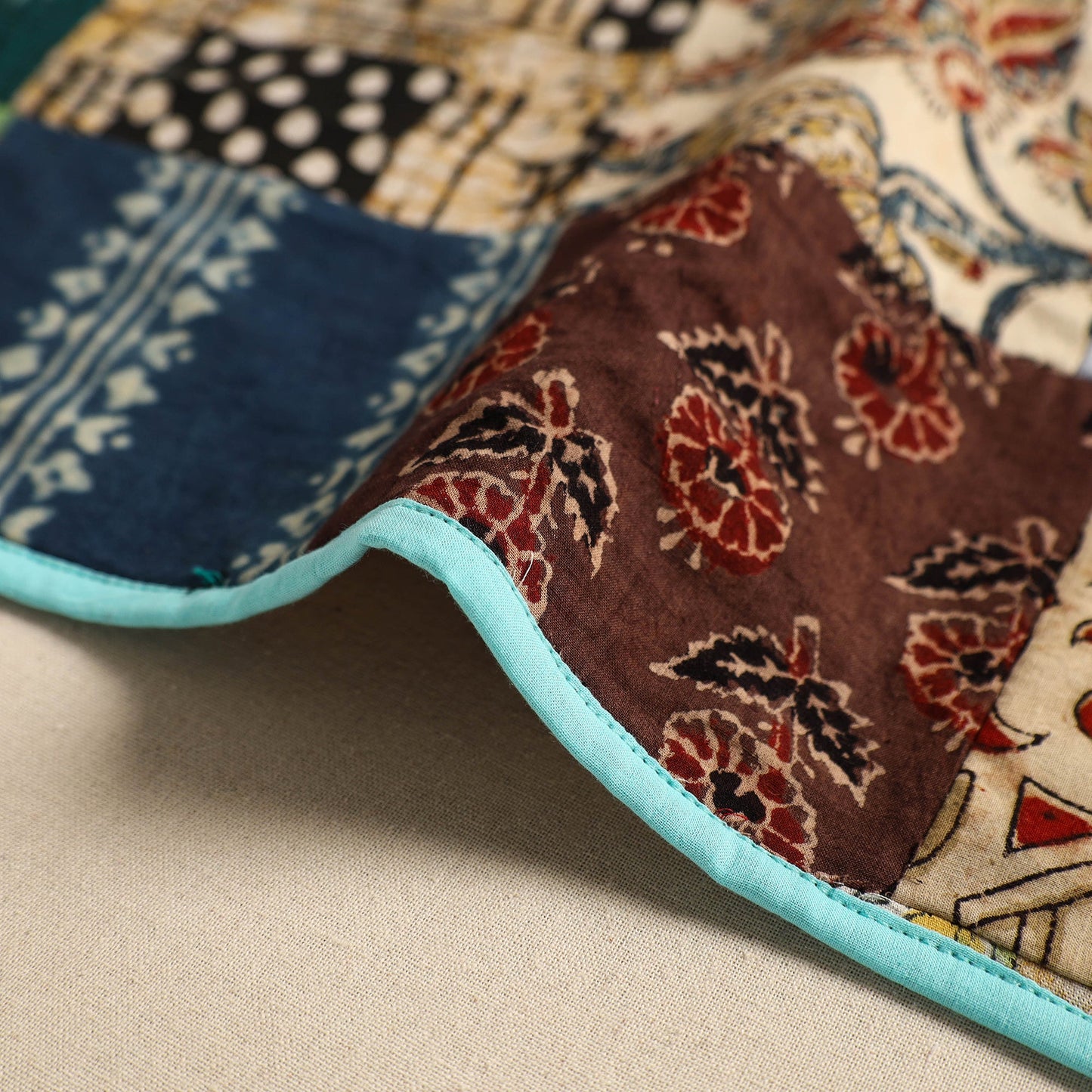 Multicolor Handcrafted Cotton Patchwork Table Mat