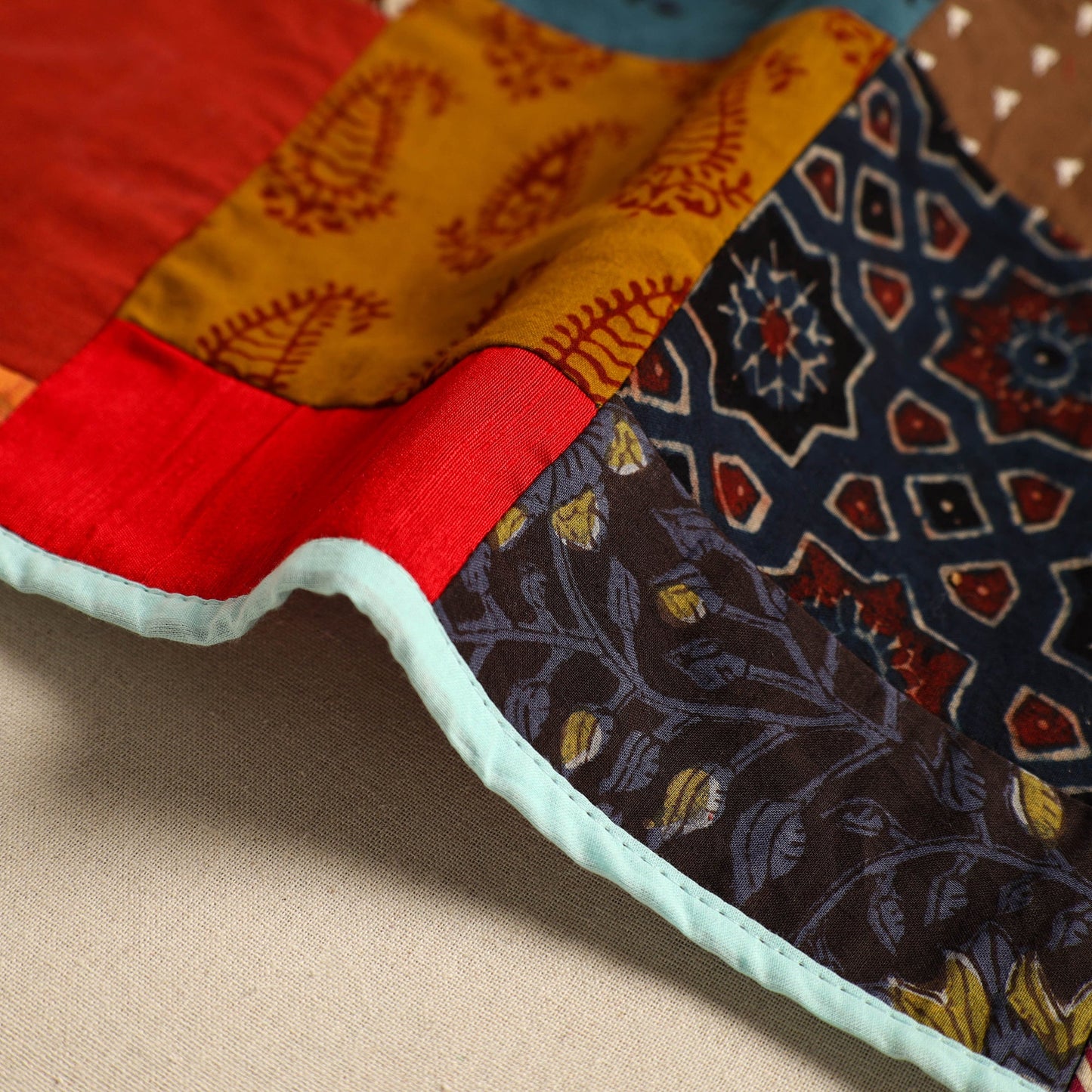 Multicolor Handcrafted Cotton Patchwork Table Mat