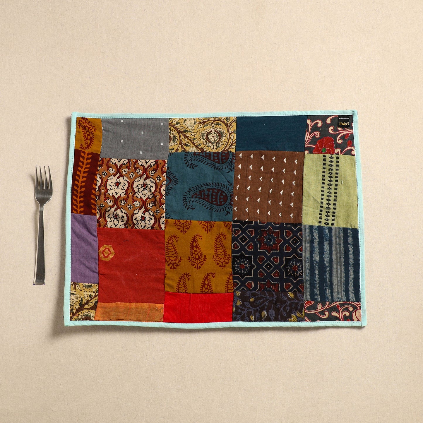 Multicolor Handcrafted Cotton Patchwork Table Mat