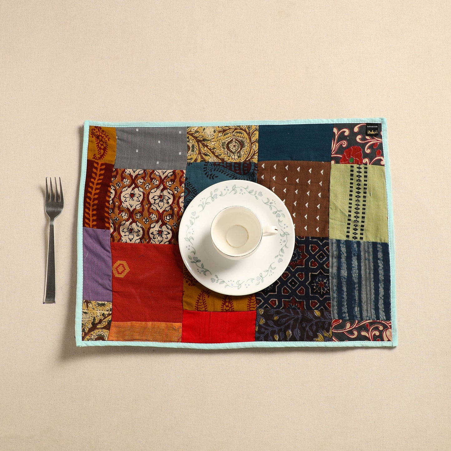 Multicolor Handcrafted Cotton Patchwork Table Mat