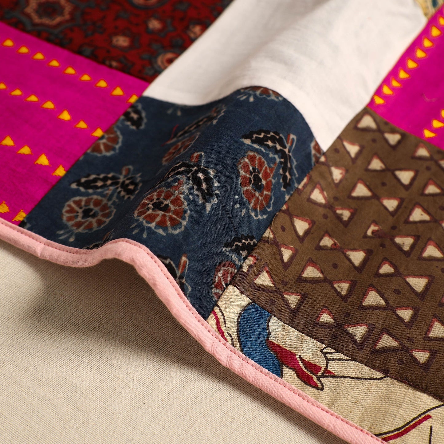 Multicolor Handcrafted Cotton Patchwork Table Mat
