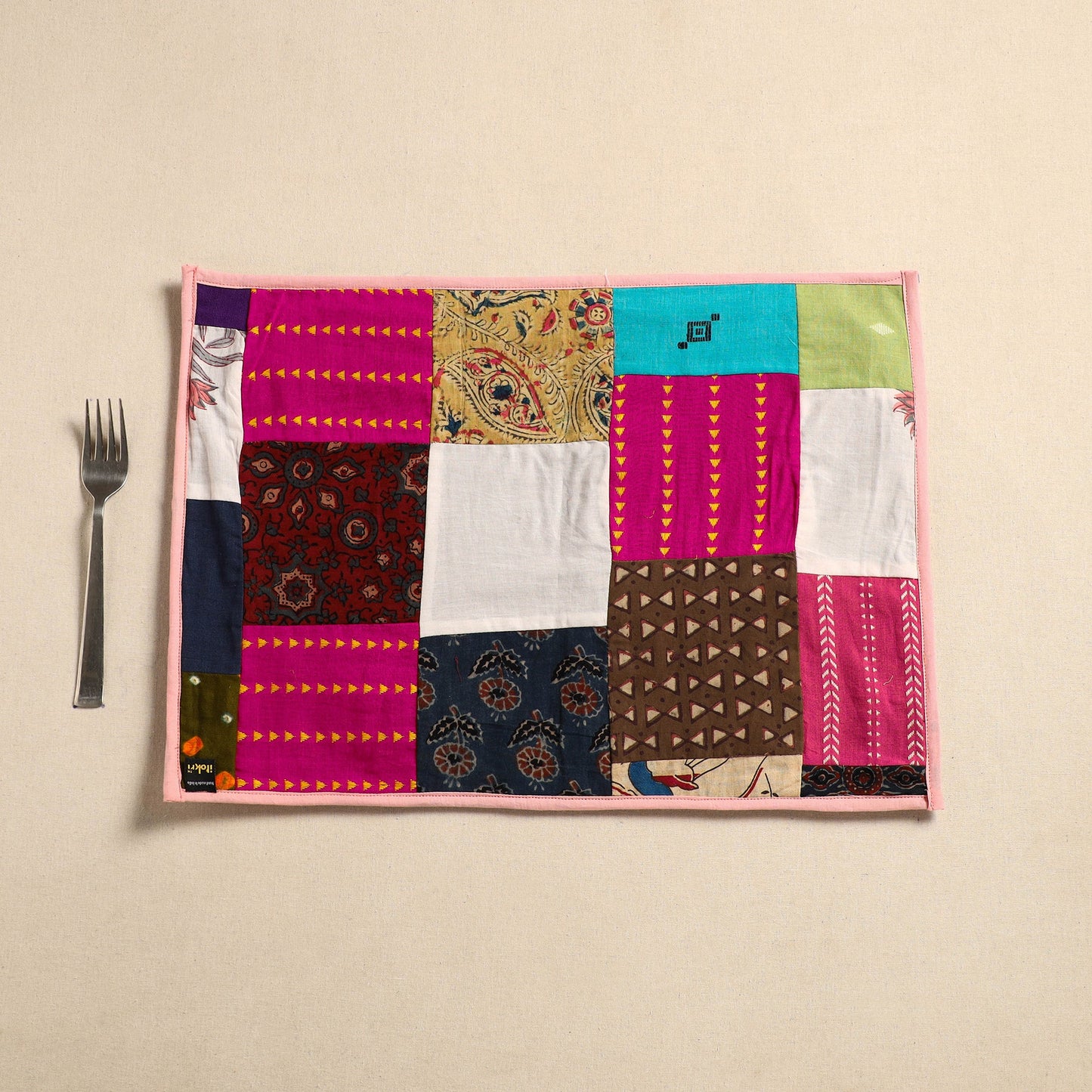 Multicolor Handcrafted Cotton Patchwork Table Mat