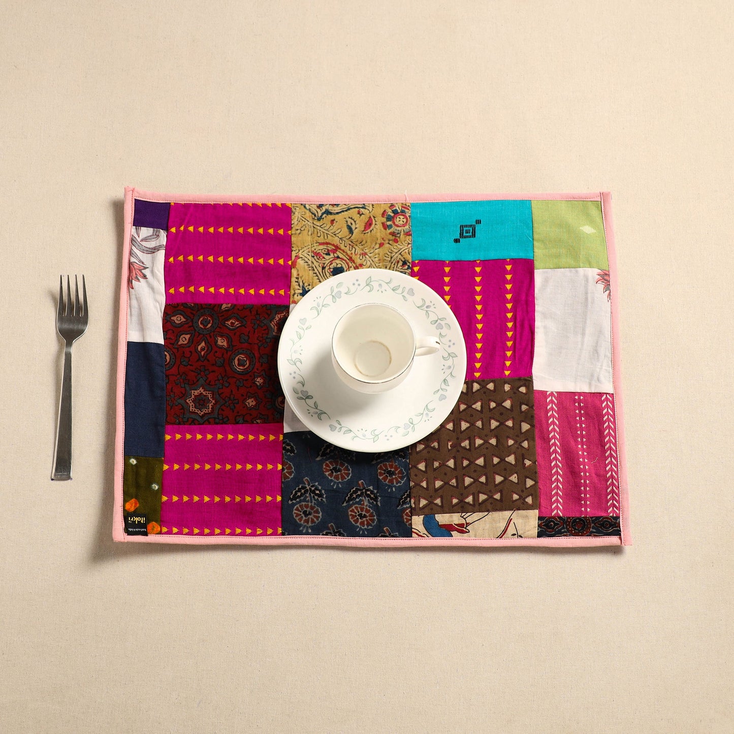 Multicolor Handcrafted Cotton Patchwork Table Mat