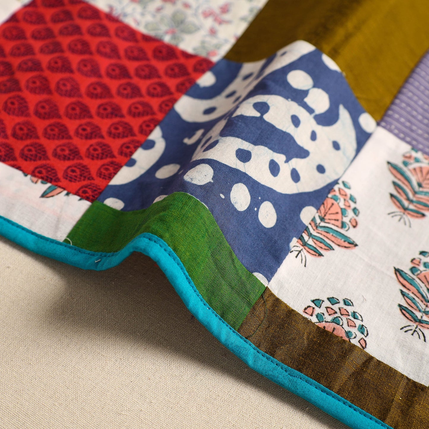 Multicolor Handcrafted Cotton Patchwork Table Mat
