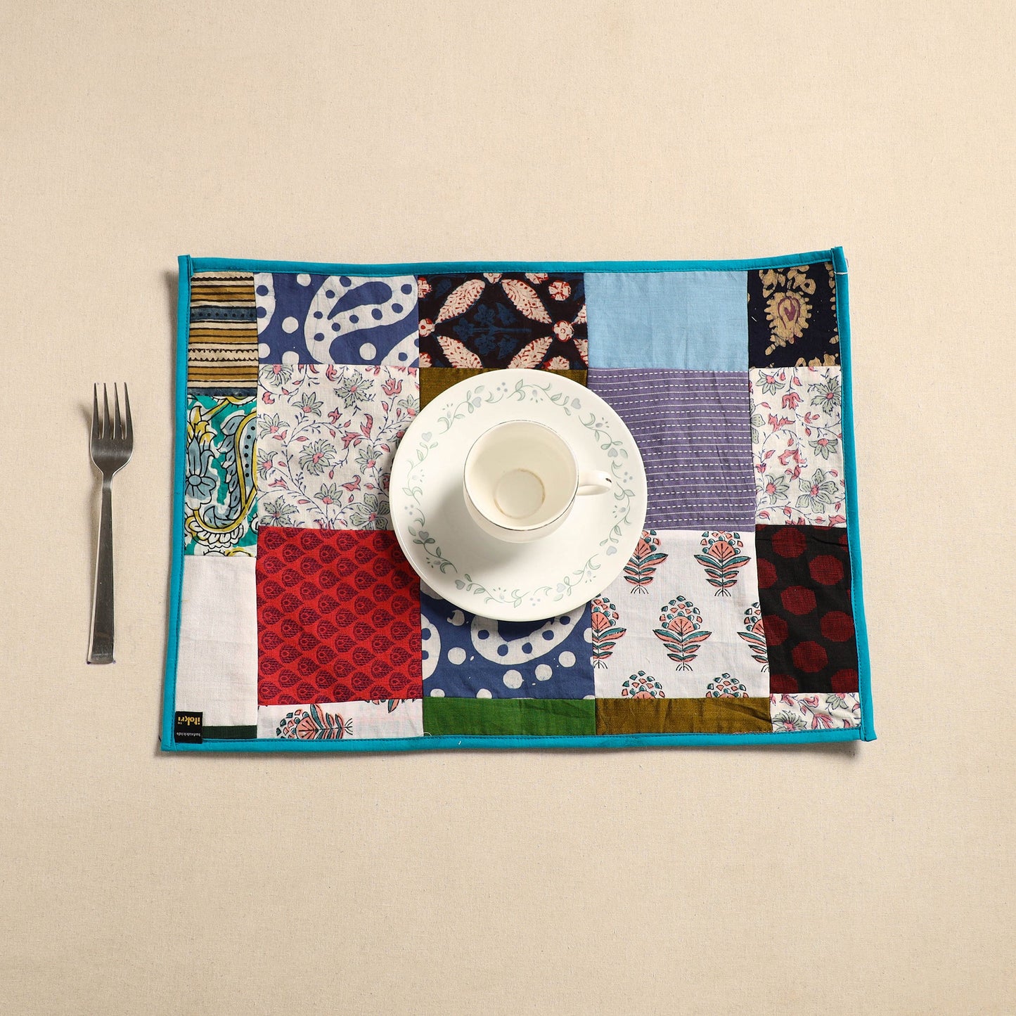 Multicolor Handcrafted Cotton Patchwork Table Mat