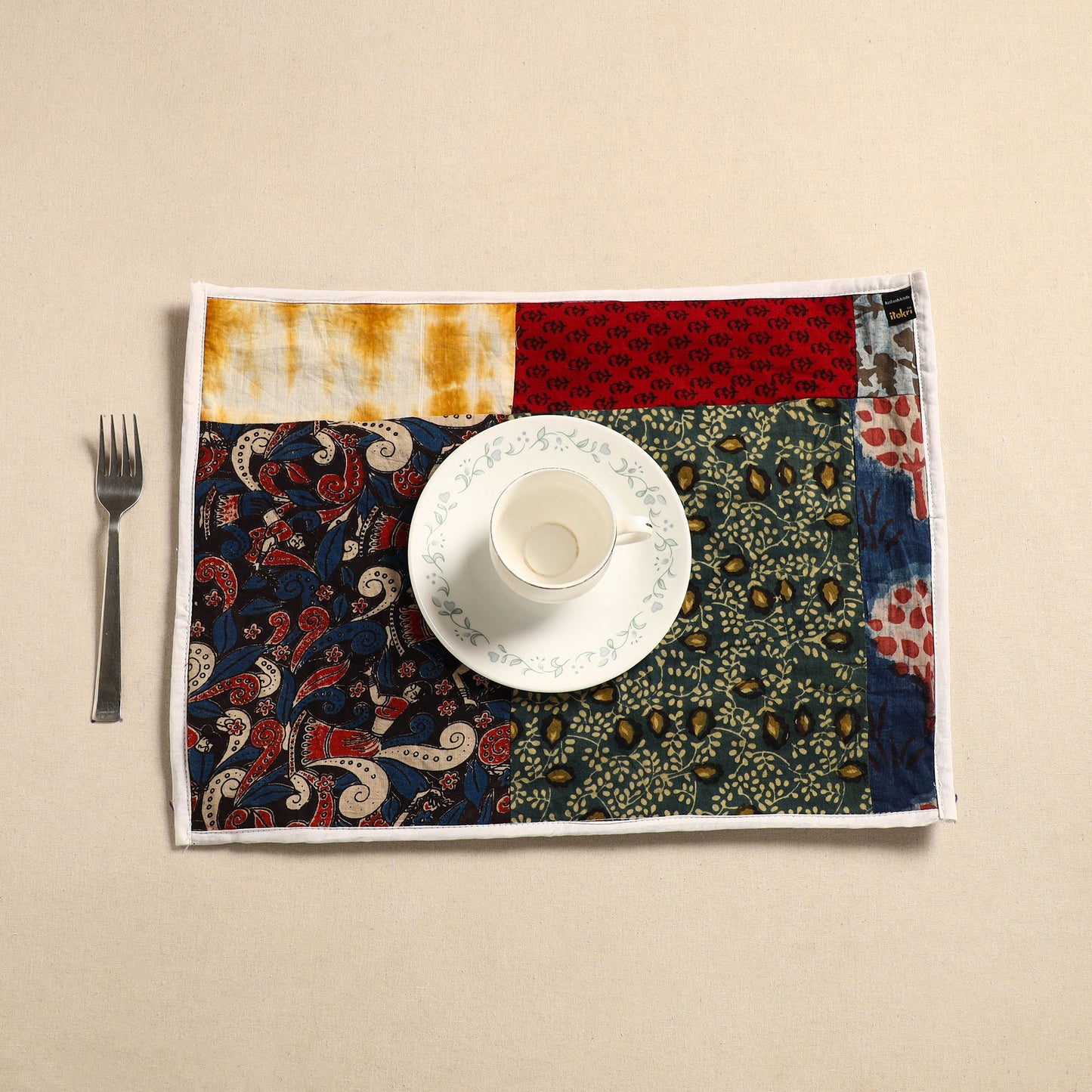 Multicolor Handcrafted Cotton Patchwork Table Mat
