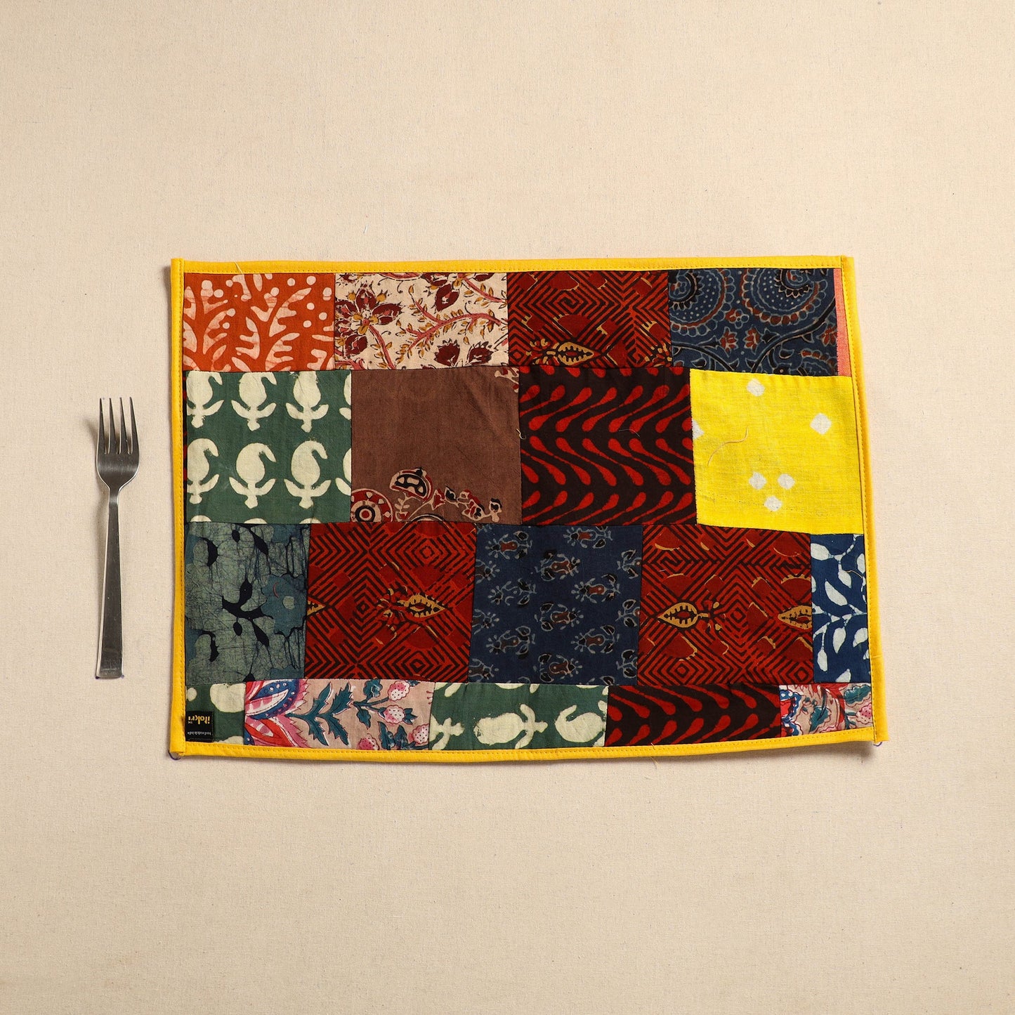 Multicolor Handcrafted Cotton Patchwork Table Mat