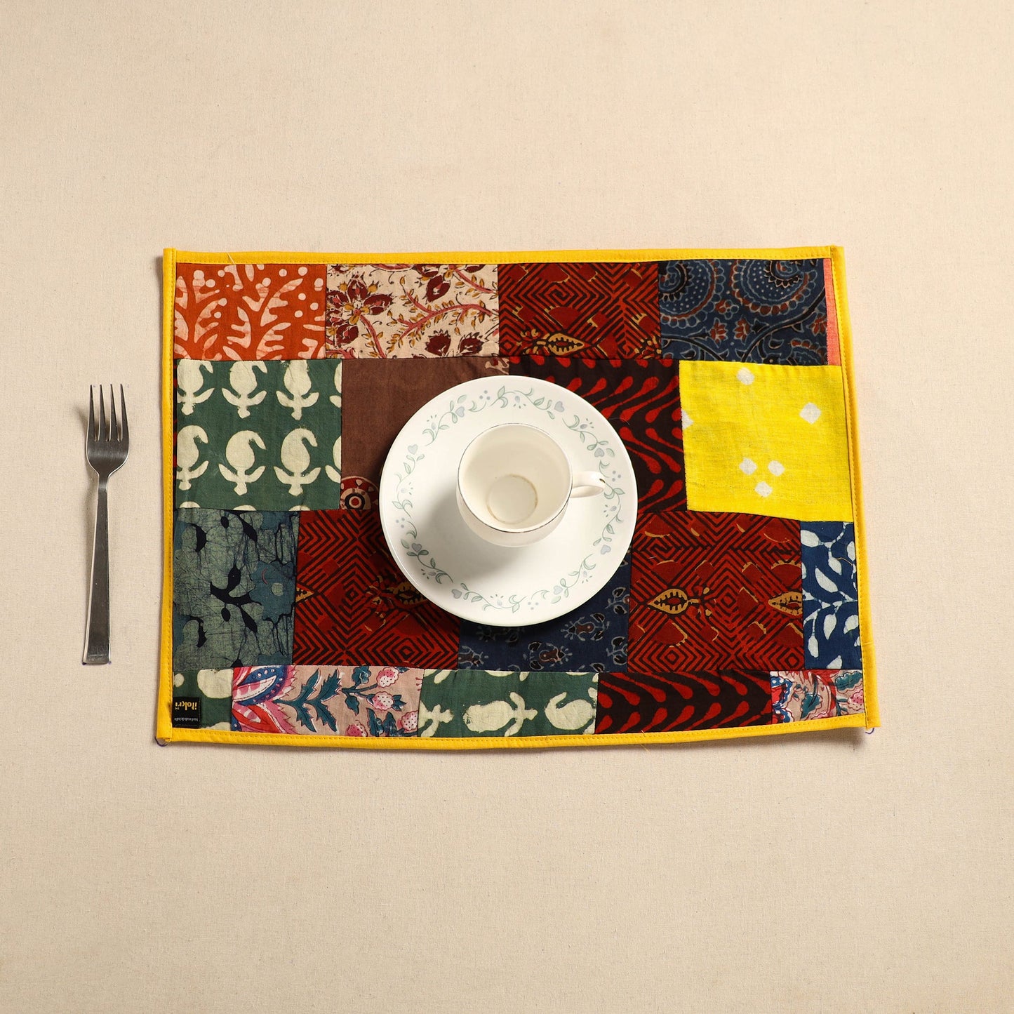 Multicolor Handcrafted Cotton Patchwork Table Mat