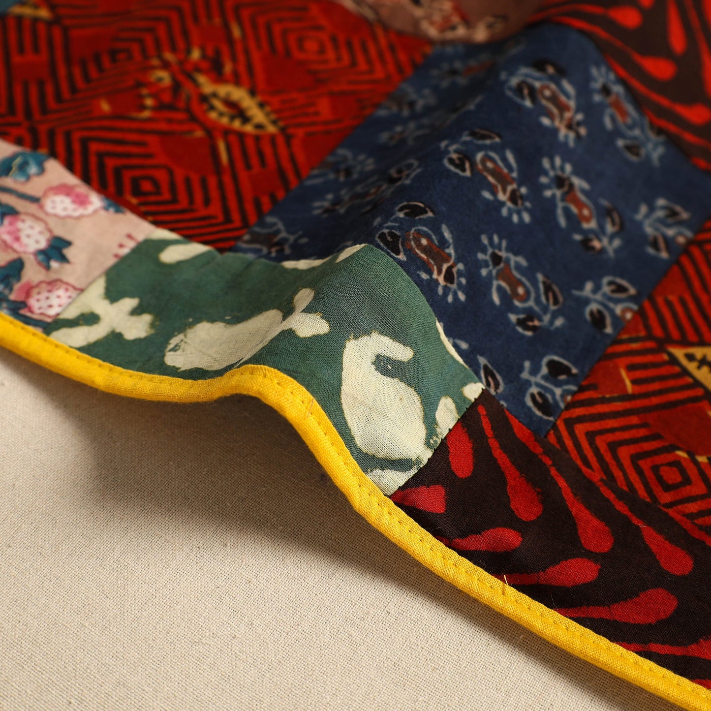 Multicolor Handcrafted Cotton Patchwork Table Mat