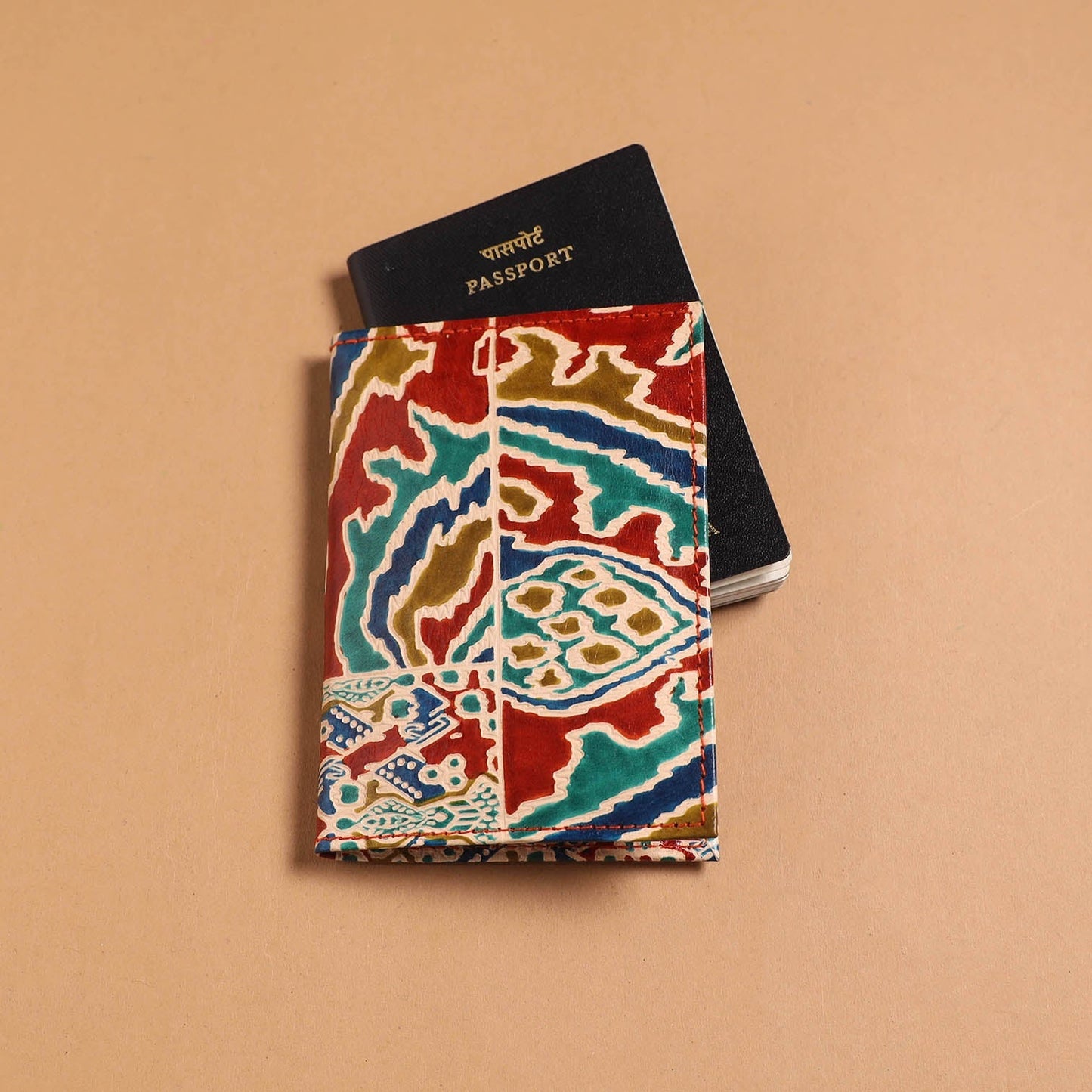 Handcrafted embossed leather passport cover 04