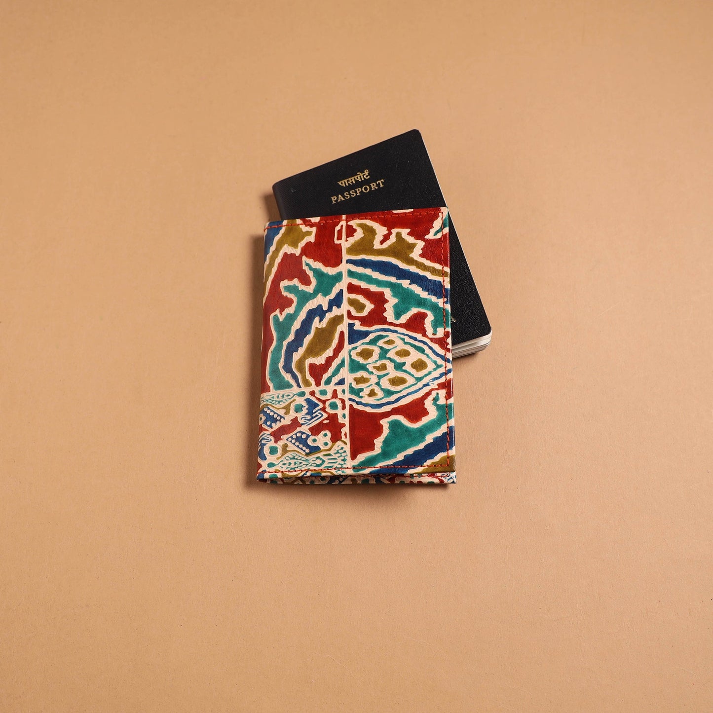 Handcrafted embossed leather passport cover 04