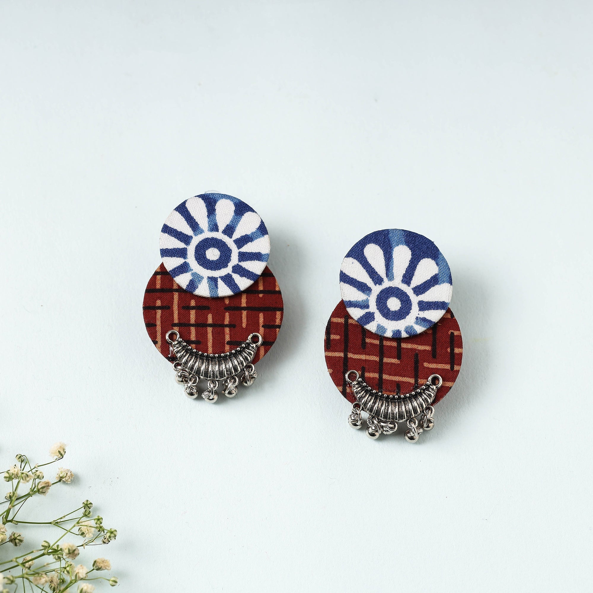 Multicolor - Hand Embroidered Fabart Beadwork Earrings by Rangila Dhaga main image 1