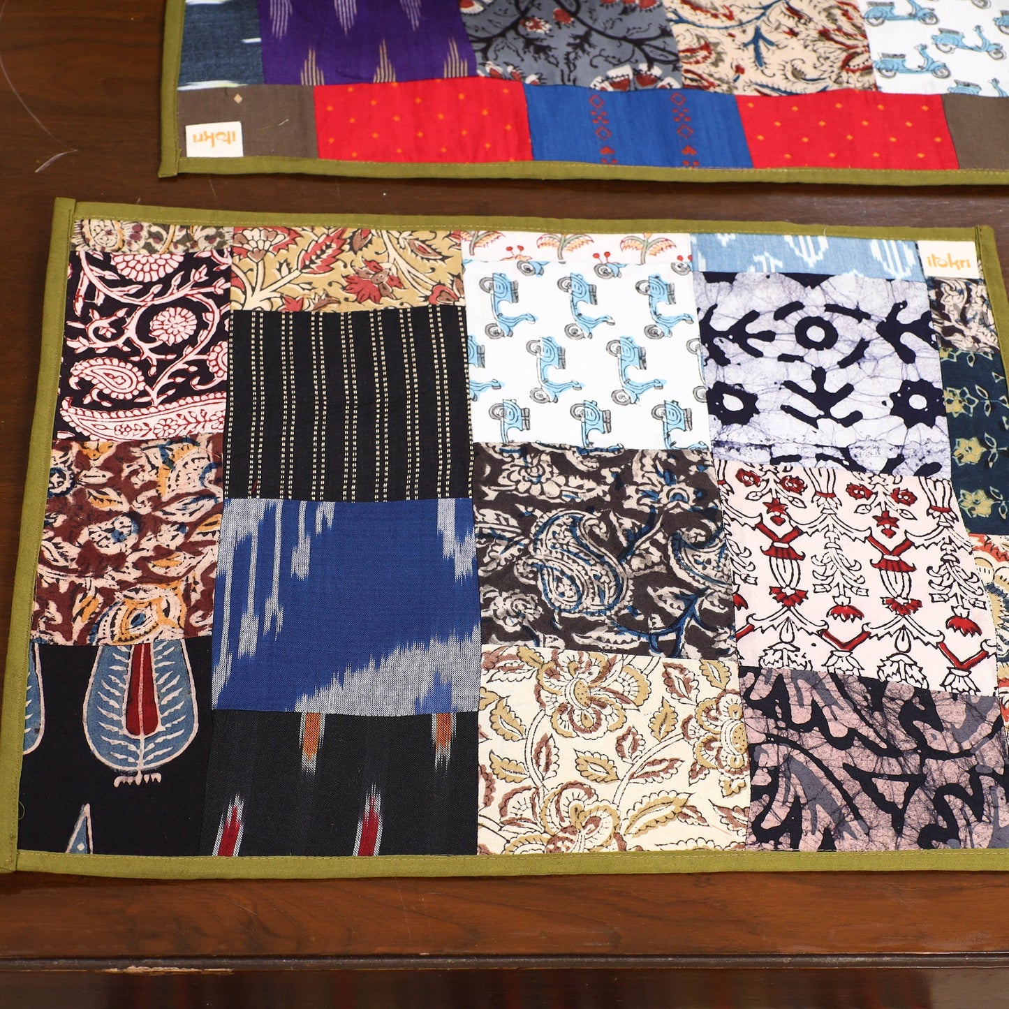 Multicolor - handcrafted cotton fusion table runner set