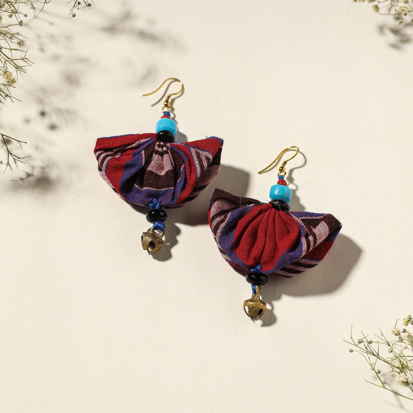 Handcrafted Gamcha Fabart Beadwork Earrings by Rangila Dhaga Online at iTokri.com