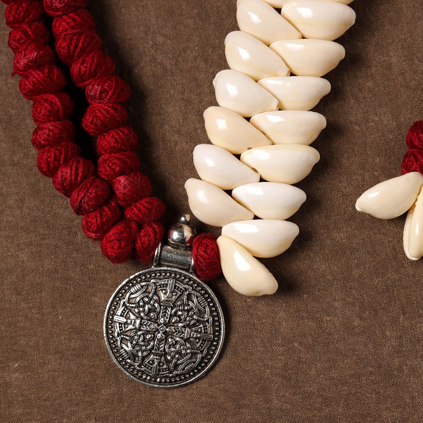 Handcrafted German Silver Shell Necklace Set