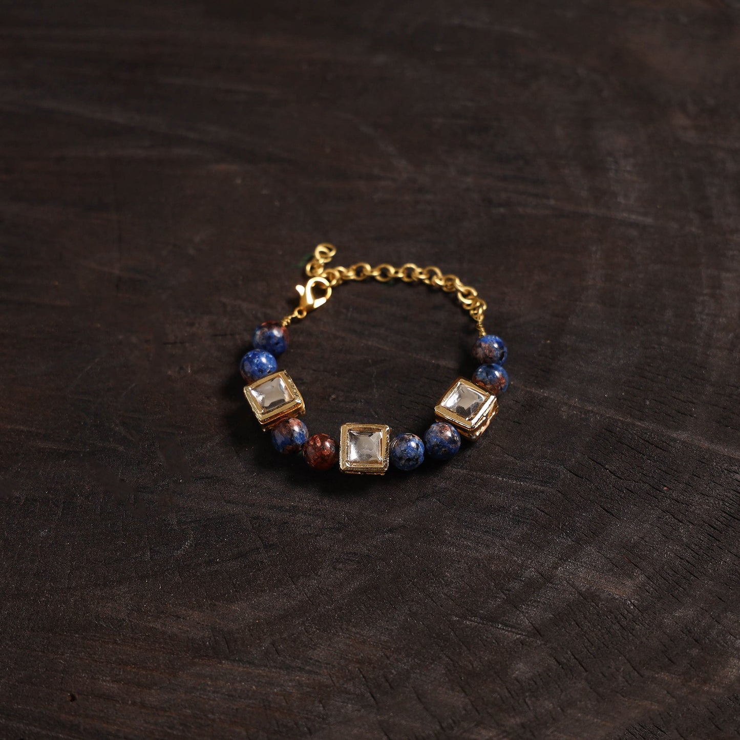 Handcrafted glass stone kundan work bracelet 29