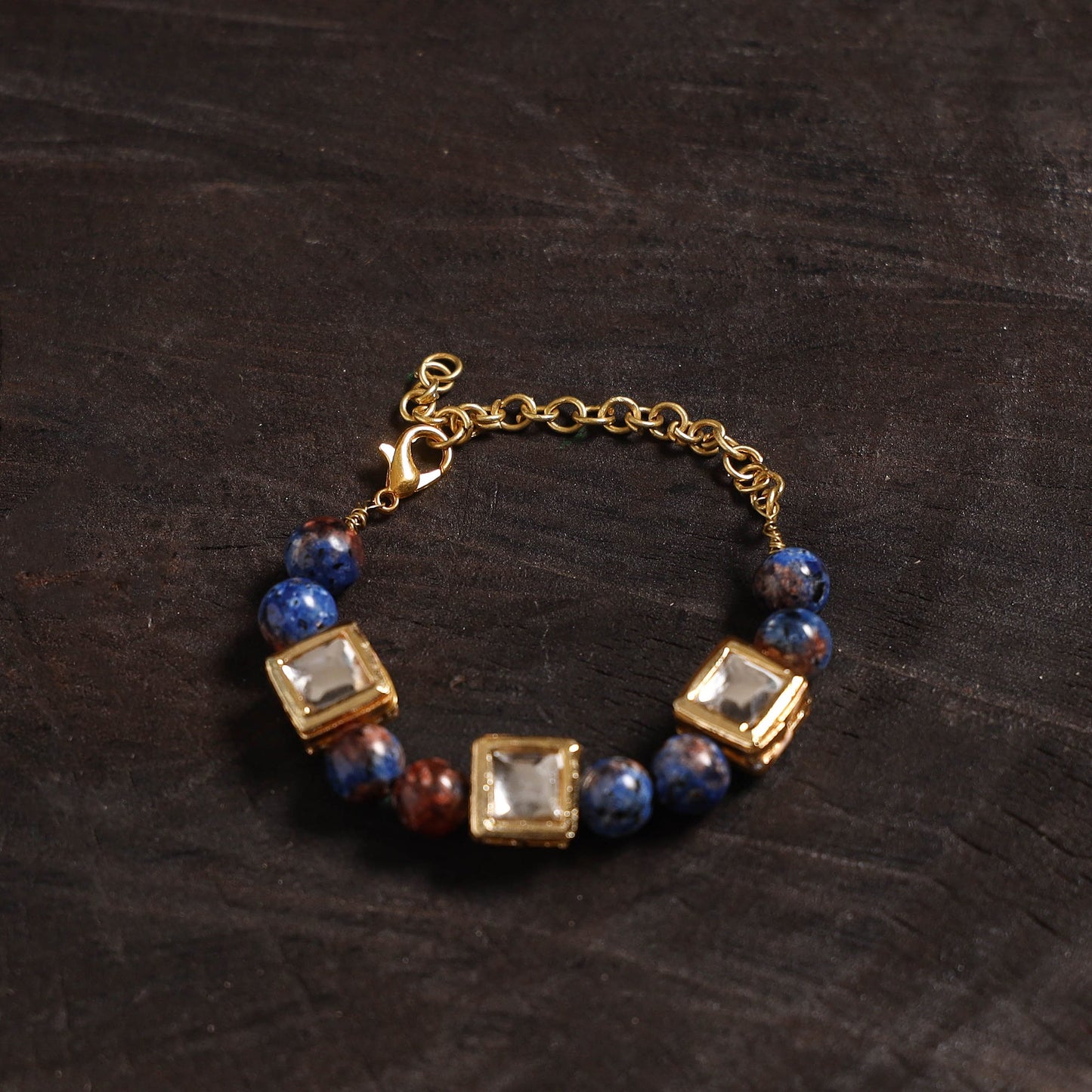 Handcrafted glass stone kundan work bracelet 29