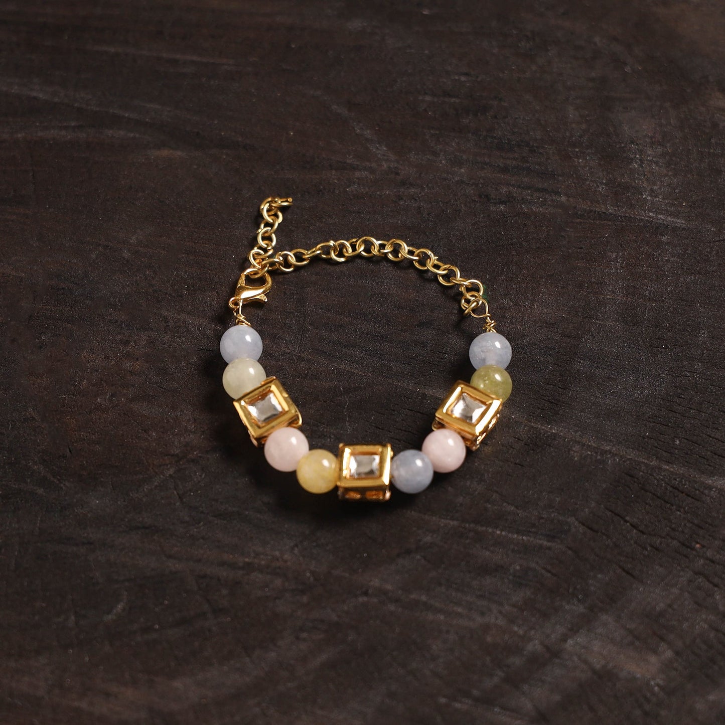 Handcrafted glass stone kundan work bracelet 35