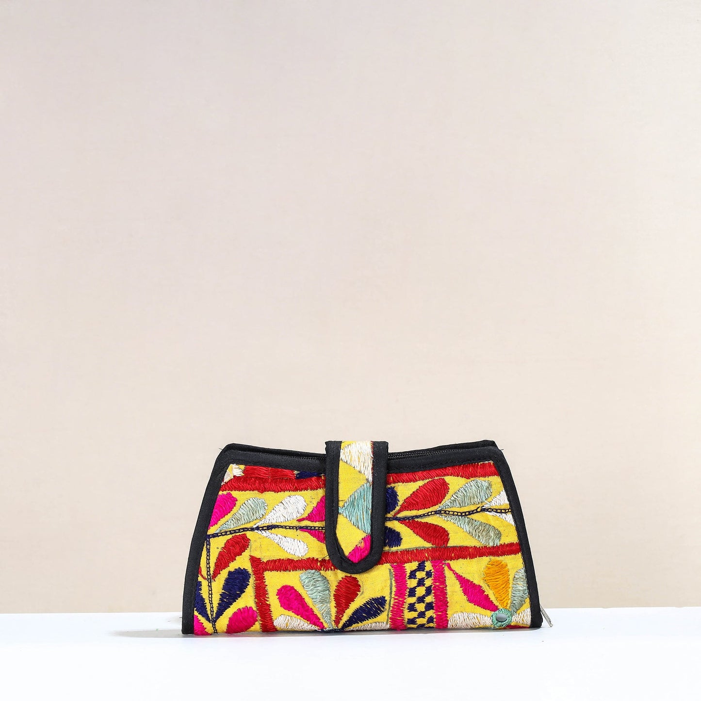 Multicolor Handcrafted Kutch Embroidery Cotton Clutch / Wallet