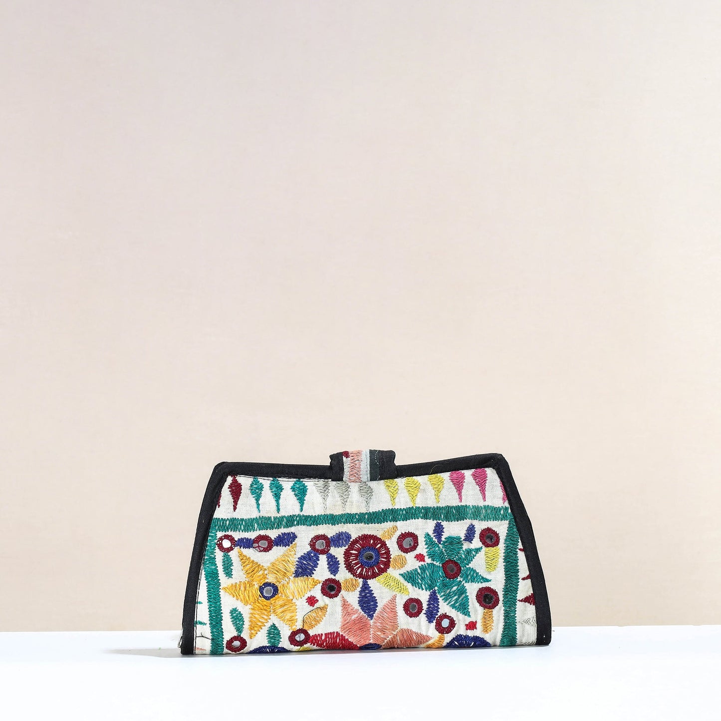 Multicolor Handcrafted Kutch Embroidery Cotton Clutch / Wallet