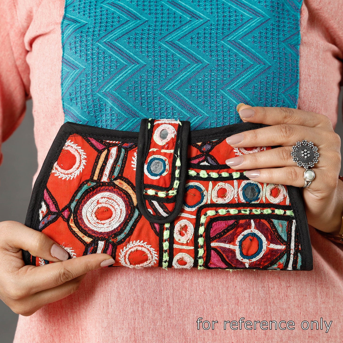 Multicolor Handcrafted Kutch Embroidery Cotton Clutch / Wallet
